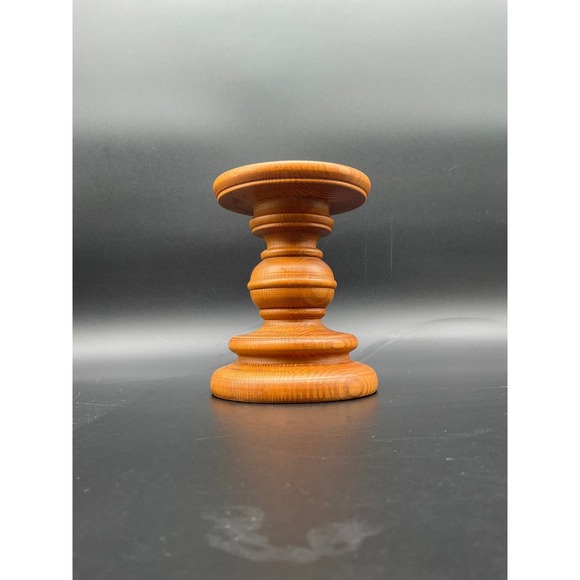 Vintage Wooden Turned Candle Holder Pedestal Rustic Farmhouse Decor - Picture 1 of 5